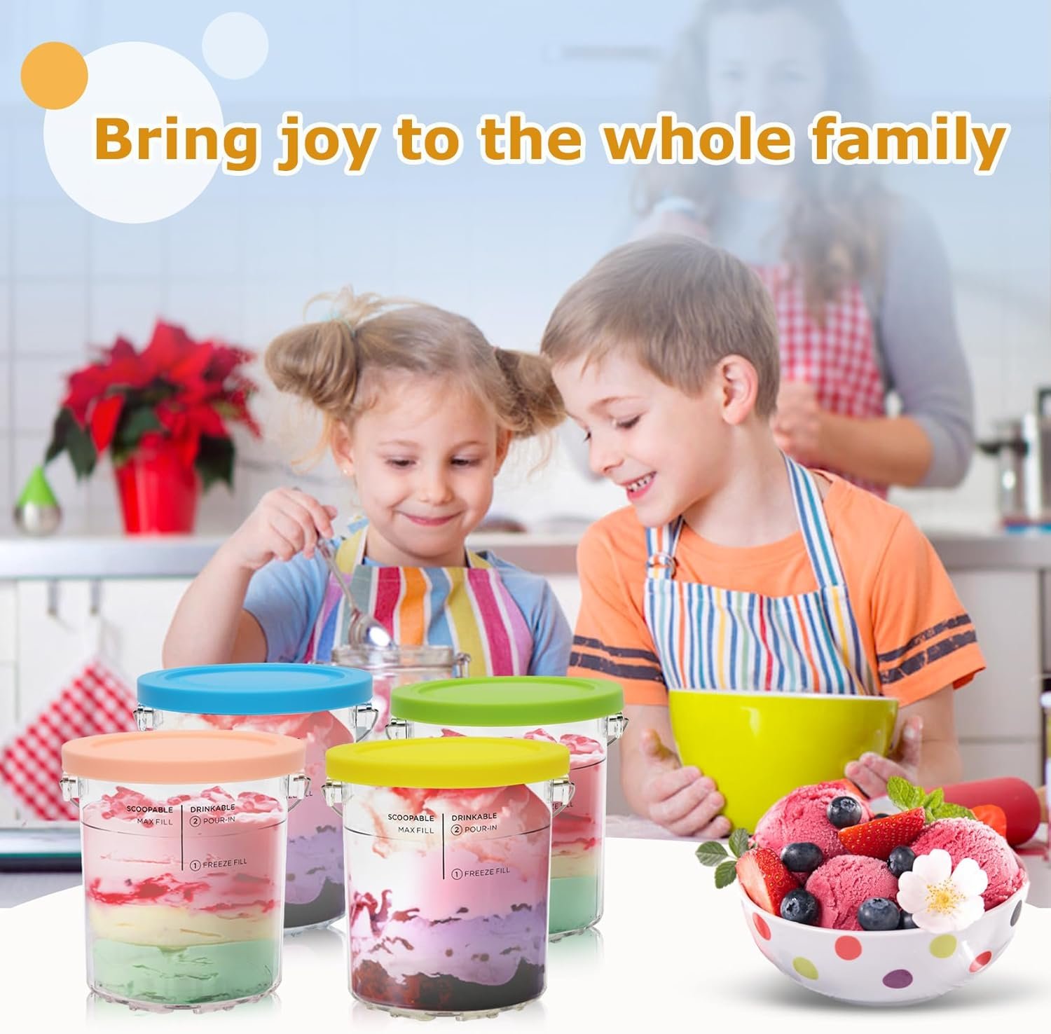 Soobool For Ninja Creami Deluxe Pints- 4 Pack, NC500 NC501 Ice Cream Pint fit for Ninja Delux Ice Cream Maker, For Ninja Creami Deluxe Containers Hold 24 Ounces of Food, Dishwasher Safe - Image 8