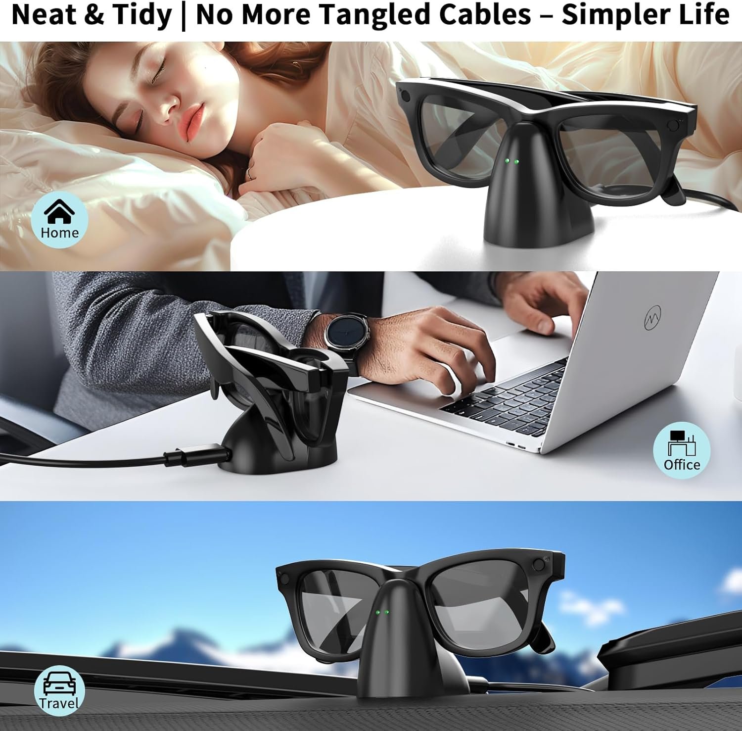 Charger Compatible with RayBan Meta Smart Glasses, Portable Charging Dock for Wayfarer, Headliner & Skyler with 59" USB-C Cable for Ray Ban Meta Gen 1 & 2 Accessories - Image 6