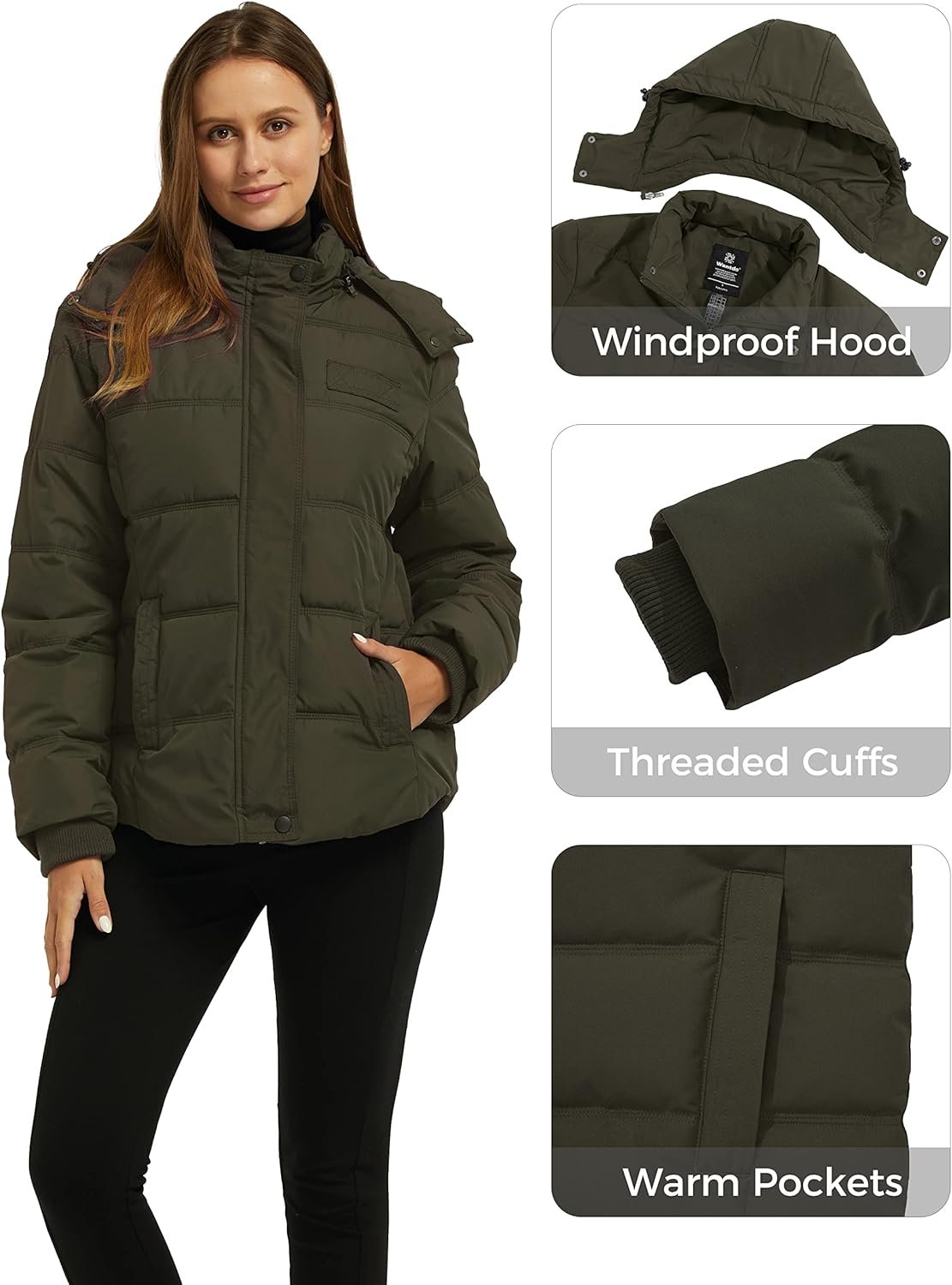 Wantdo Women's Hooded Warm Winter Coat Quilted Thicken Puffer Jacket with Removable Hood - Image 6