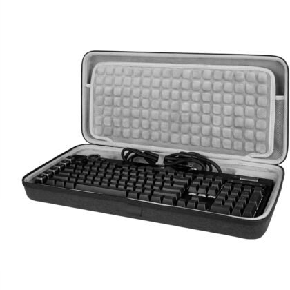GEEKRIA Full Size Keyboard Case, Hard Shell Travel Bag for 104~108 Key Computer Mechanical Gaming Keyboard, Compatible with Corsair K100 RGB Mechanical, K95 RGB, Razer BlackWidow V4 Pro