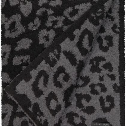 Barefoot Dreams CozyChic Barefoot in The Wild Gray One Size,Leopard (Graphite/Carbon)