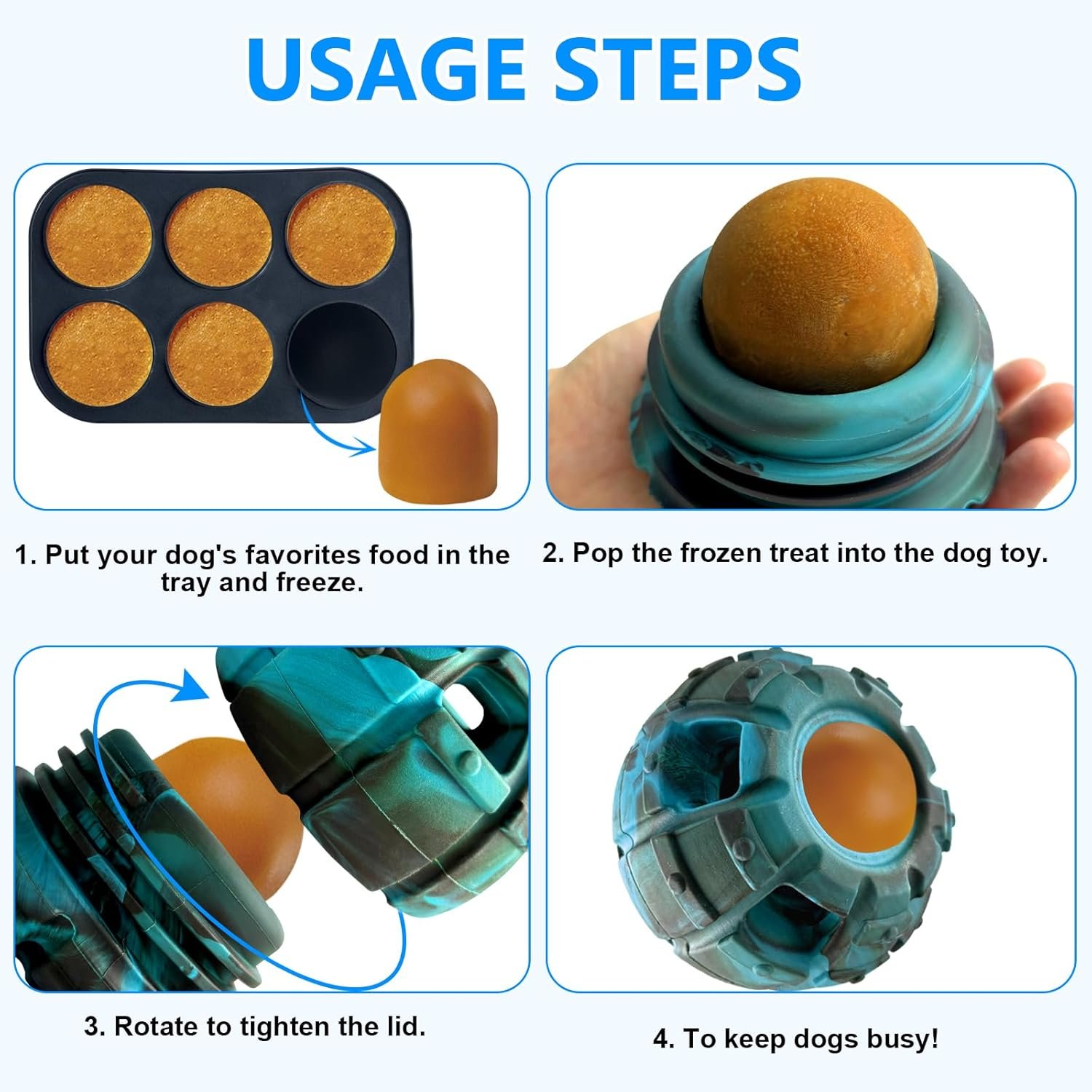 Yipetor Frozen Treat Dispensing Dog Toy - Large Chew Toy, Freezable Fillable Rubber, Reduces Anxiety, Easy to Clean, Interactive Puzzle (Large) - Image 2