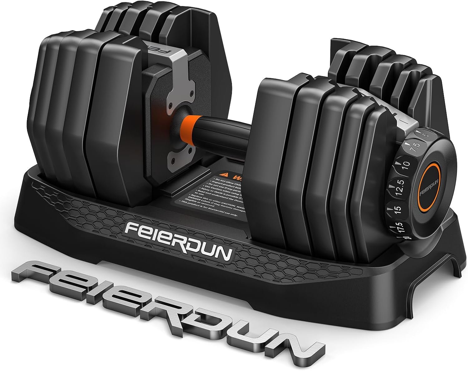 FEIERDUN 15-in-1 Adjustable Dumbbell Set, 105lb/52.5lb Weight Set Dumbbells with Storage Box, Quick Adjust Free Weight with Non-slip Handles Dumbbells for Home Gym Exercise Strength Training