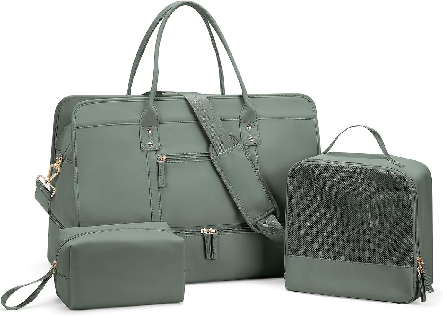 Weekender Bags for Women,Travel Duffel Bag Personal Item Bag with Shoes Compartment,Overnight Carry On Bag with Wet Pocket, Travel Bag 3Pcs Set - Image 9