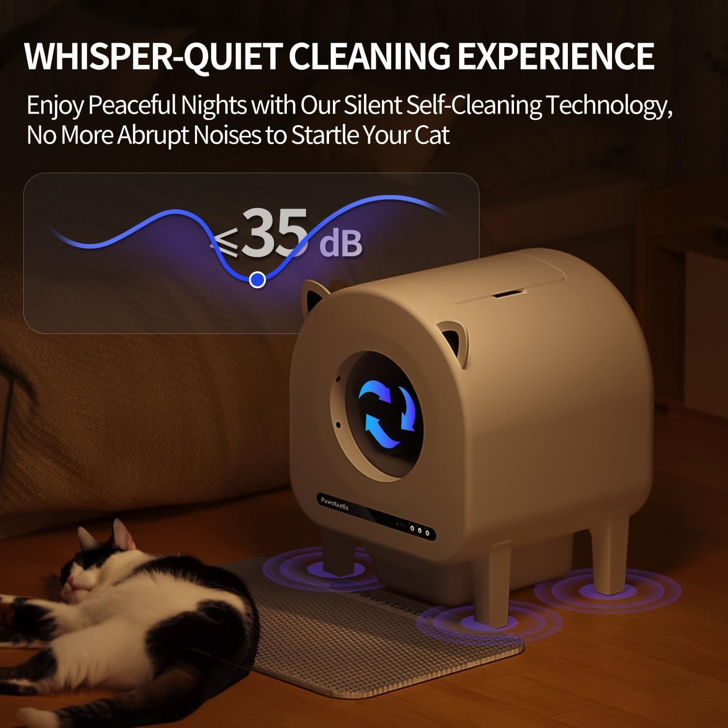 Self Cleaning Litter Box, 68 L Automatic Cat Litter Box for Multiple Cats, Robot with Dual Safety Protection, APP Control, Odor Removal Smart Litter Boxes, 2 Roll Trash Bags - Image 7