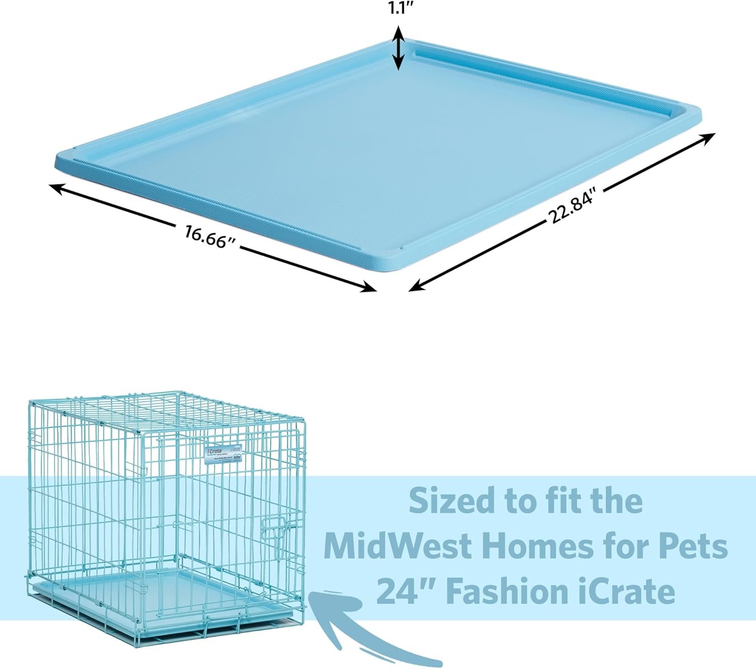 MidWest Homes for Pets, Dog Crate Replacement Pan for- 24-Inch Blue iCrate, Also Fits New World, Regular 24-Inch iCrates and Life Stages Dog crates, (Model-26BPan), Blue - Image 3