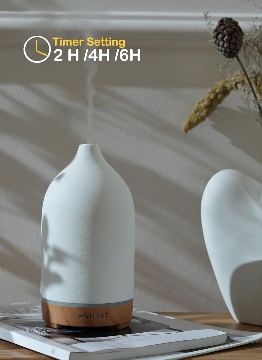 VIVITEST Stone Diffuser,200ML Diffusers for Home,Ultrasonic Aromatherapy Essential Oil Diffuser - Image 2