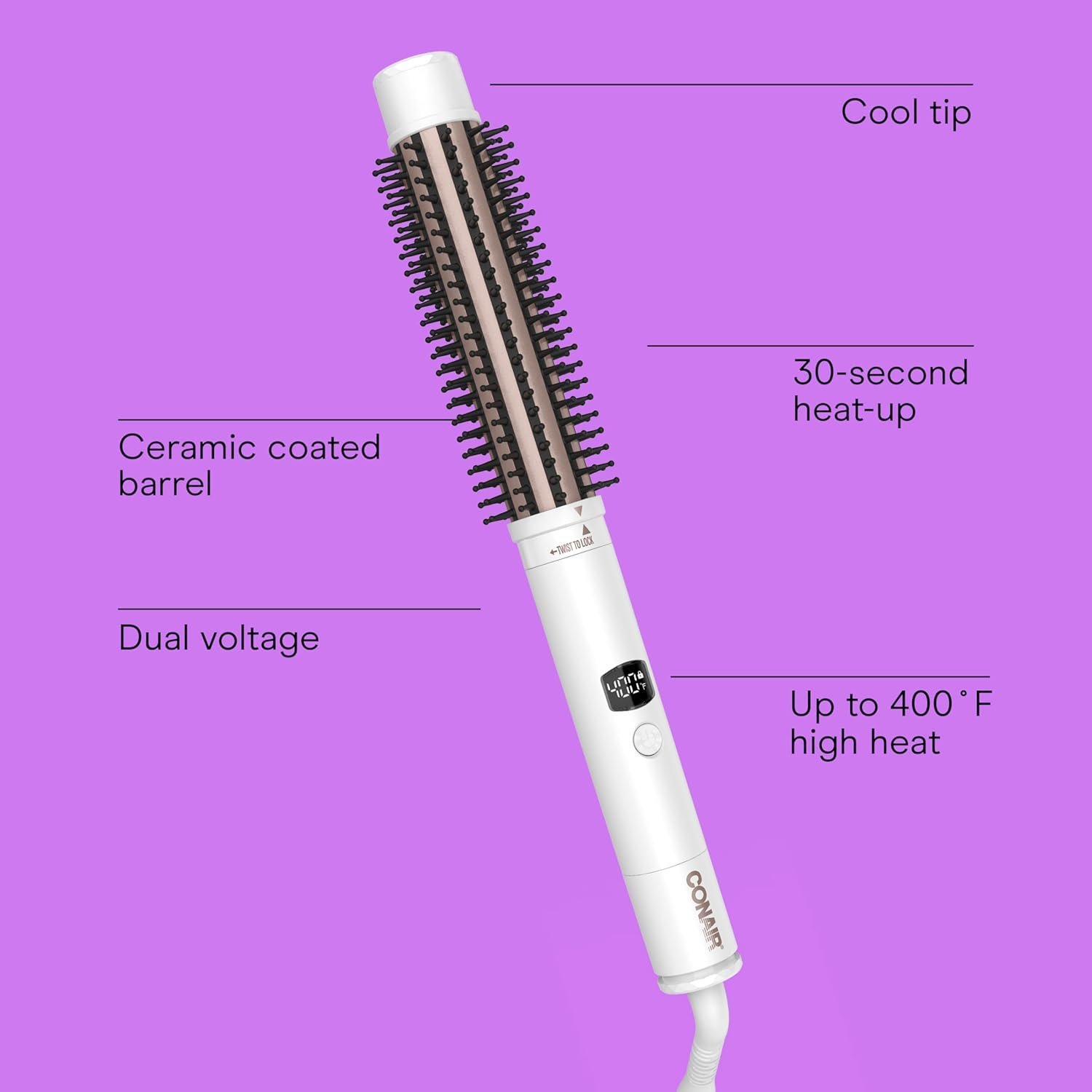 Conair Double Ceramic Multi-Attachment Hair Styler, 5-in-1 Hair Curling Wand Set to Create Curls, Waves, and Blowouts, Ceramic Technology Eliminates Damaging Hot Spots, White/Rose Gold - Image 2