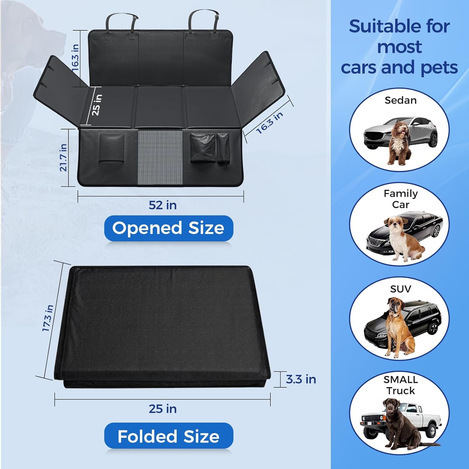 HOB4U Back Seat Extender for Dogs, PU Leather Dog Car Seat Cover for Back Seat with Hard Bottom, 100% Waterproof, Scratch Proof and Anti Slip Dog Hammock for Cars and SUVs, Holds 400 lbs - Image 5