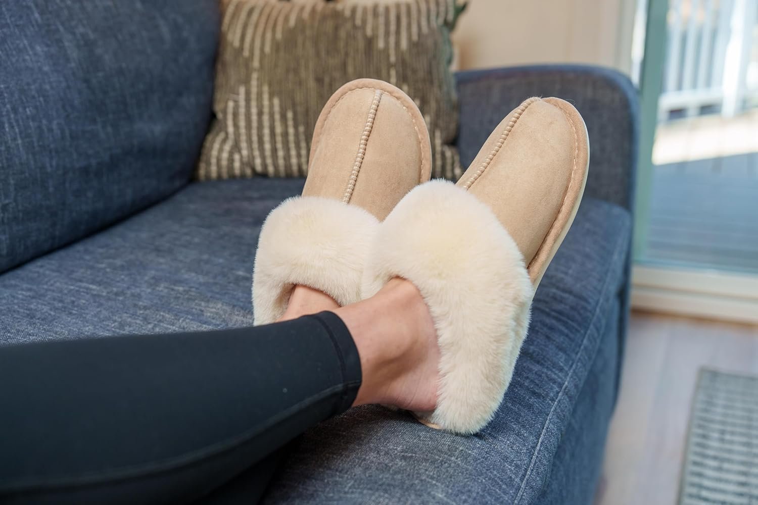 Donpapa Womens Slipper with Memory Foam Fluffy Soft Warm Slip On House Slippers Anti-Skid Cozy Plush for Indoor Outdoor - Image 6