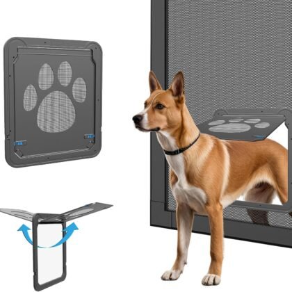 Dog Screen Door with Magnetic Closure Pet Screen Door for Sliding Screen Door/Window Lockable Door for Dog