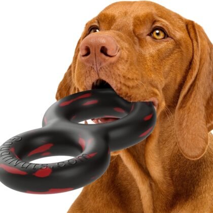 Goughnuts — Dog Toys for Aggressive Chewers | Virtually Indestructible Pull Toy for Medium Breeds Such as Pit Bulls and German Shepherds | Heavy Duty Tug Dog Toy | Black