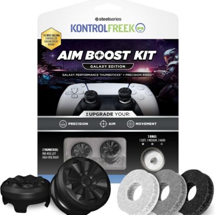 KontrolFreek Aim Boost Kit for PlayStation 5 (PS5) and PlayStation 4 (PS4) Controller | Includes Performance Thumbsticks and Precision Rings | Black Galaxy Edition