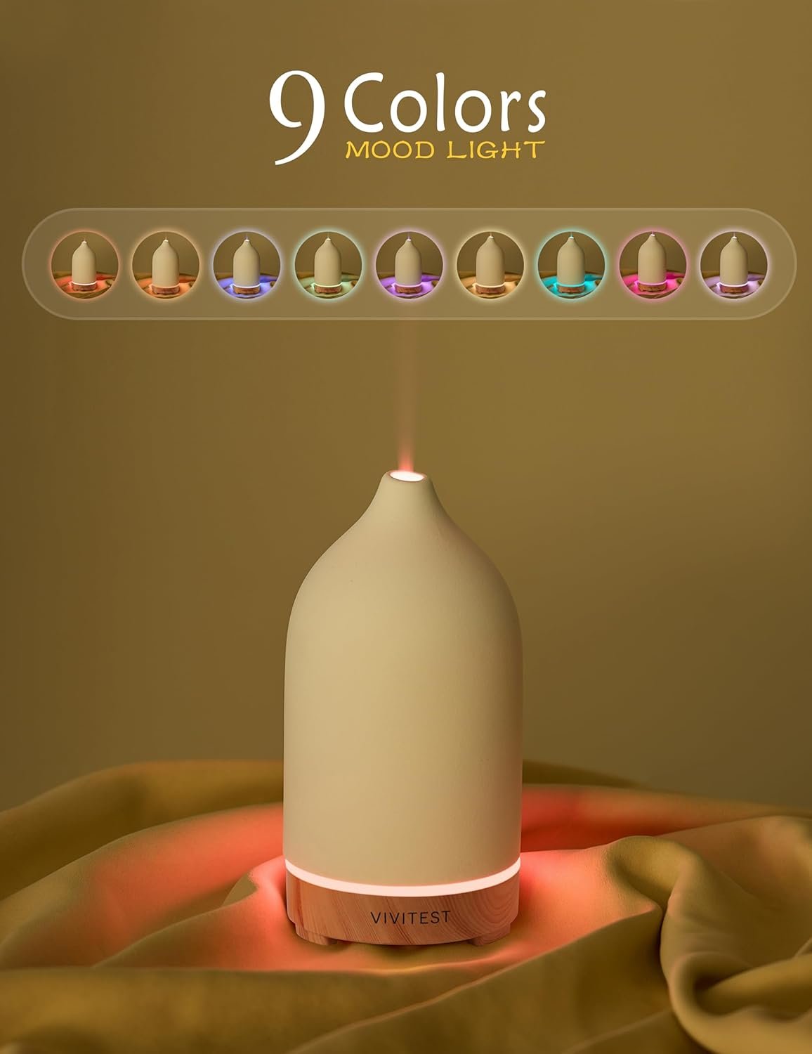VIVITEST Stone Diffuser,200ML Diffusers for Home,Ultrasonic Aromatherapy Essential Oil Diffuser - Image 6