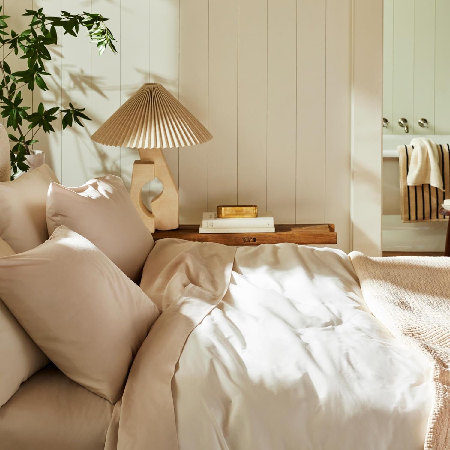 Brooklinen Luxury Sateen Duvet Cover - 100% Cotton, Full/Queen Size in Pebble with Extra-Long Corner Ties and Button Closure| Best Luxury Sheets - Image 5