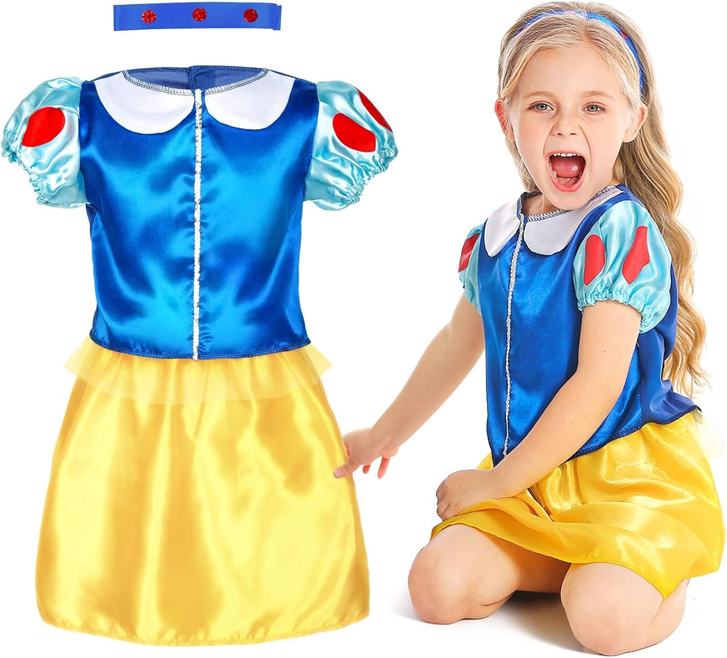 SOLIEHOO Girls Princess Dress Up Trunk, Pretend Play Costumes Princess Role Play Set 15pcs Girls Dress up Clothes for Toddler Age 3 4 5 6 Years with 4 Tops,4 Princess Dresses Crown Necklaces - Image 4
