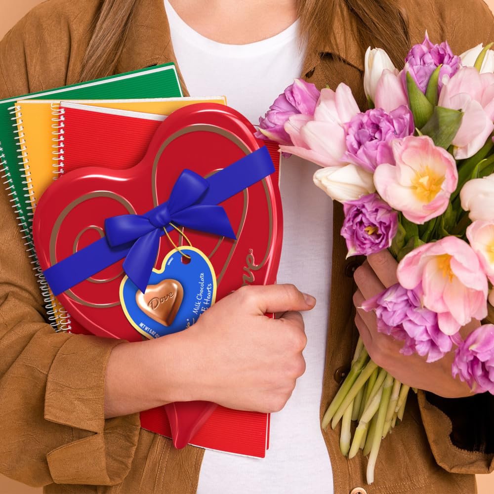 DOVE Assorted Chocolate Truffles, Valentines Chocolate Candy Gift, 5.82 oz Heart Tin - Image 6