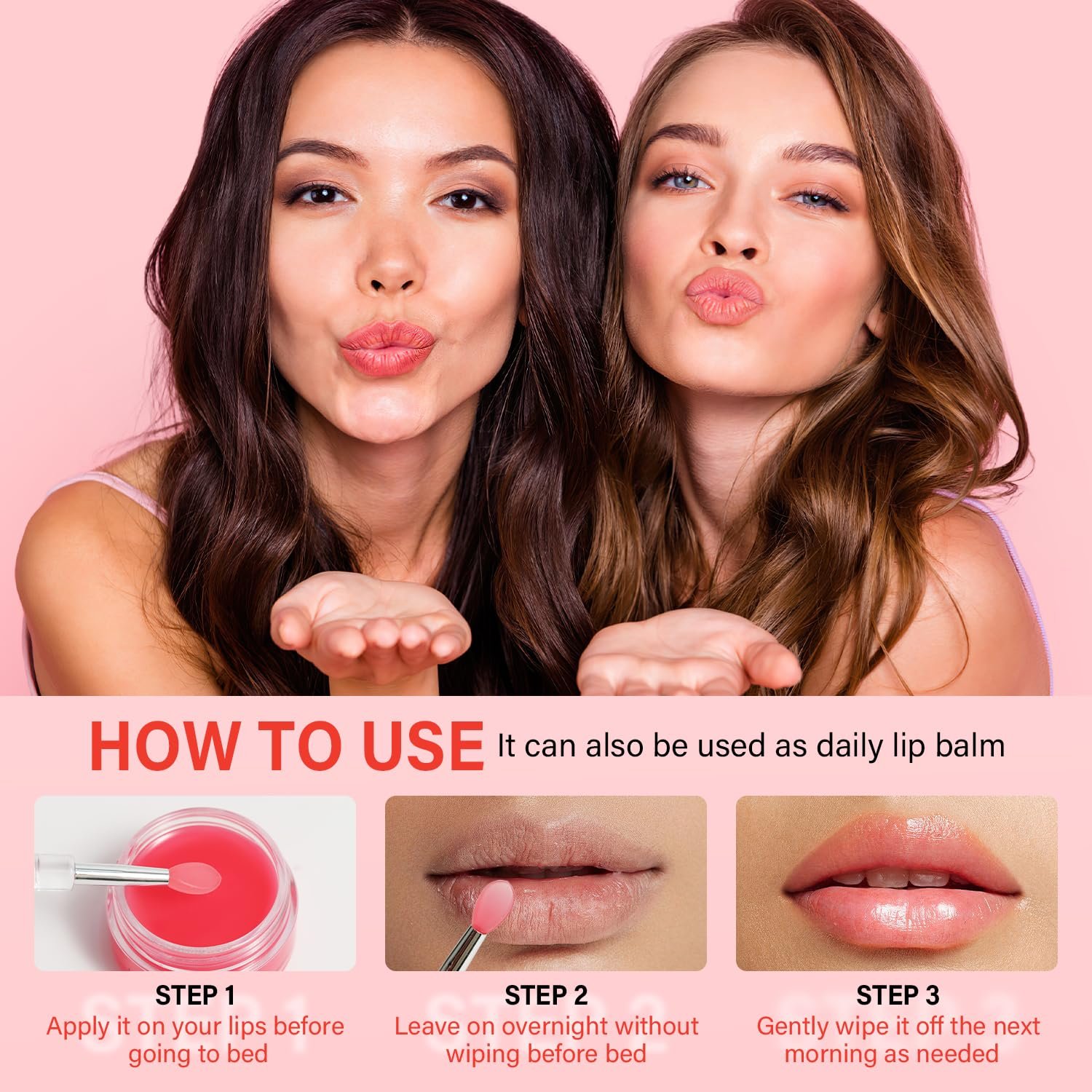 Lip Mask Set 4 Pcs, Overnight Lip Sleeping Mask with Shea Butter, Hyaluronic Acid & Vitamin C Nourishes Hydrates Dry, Flaky Lips, Moisturizing Lip Repair Balm & Butter, Lip Care Gift for Women - Image 9