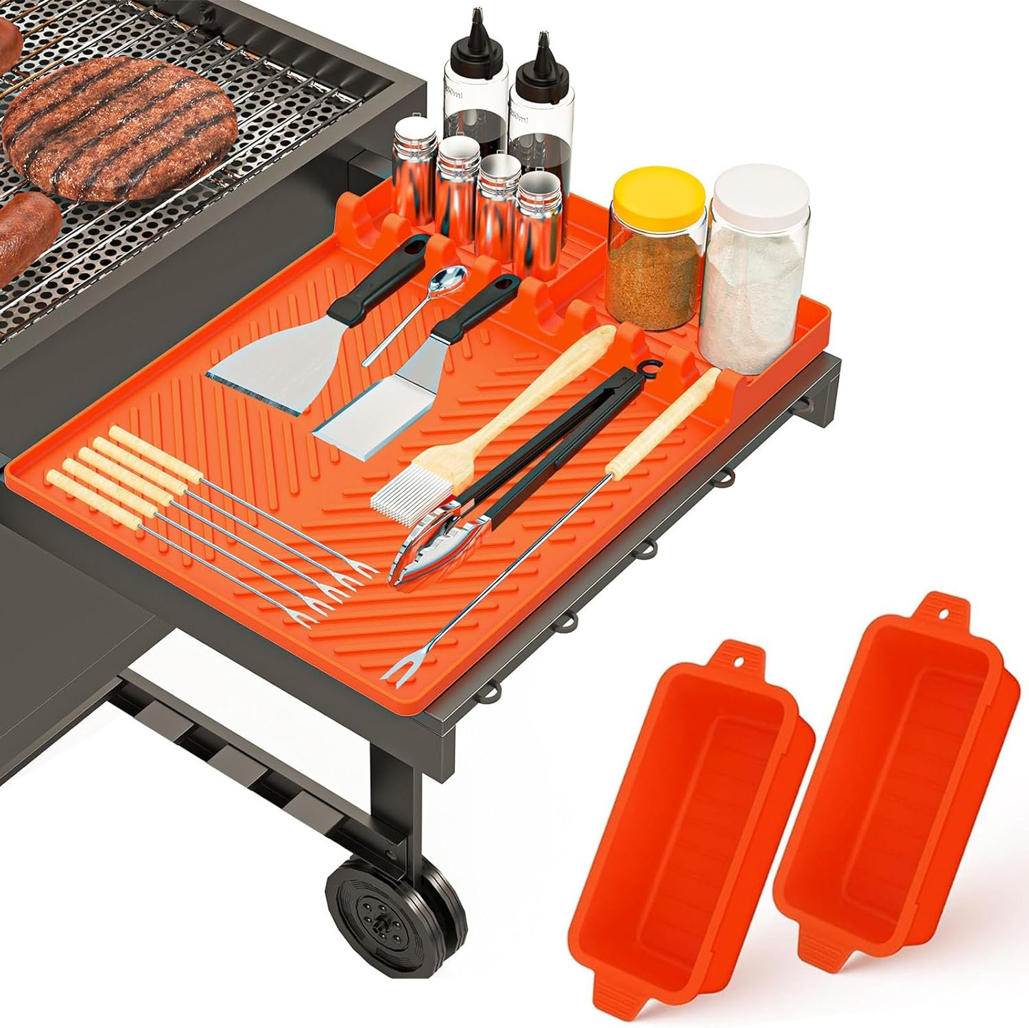 Griddle Accessories for Blackstone – Blackstone Silicone Mat & Grease Cup Liners (2 Pack) – Fits 17” 22” 28” 36” Griddles – Gifts for Men Husband