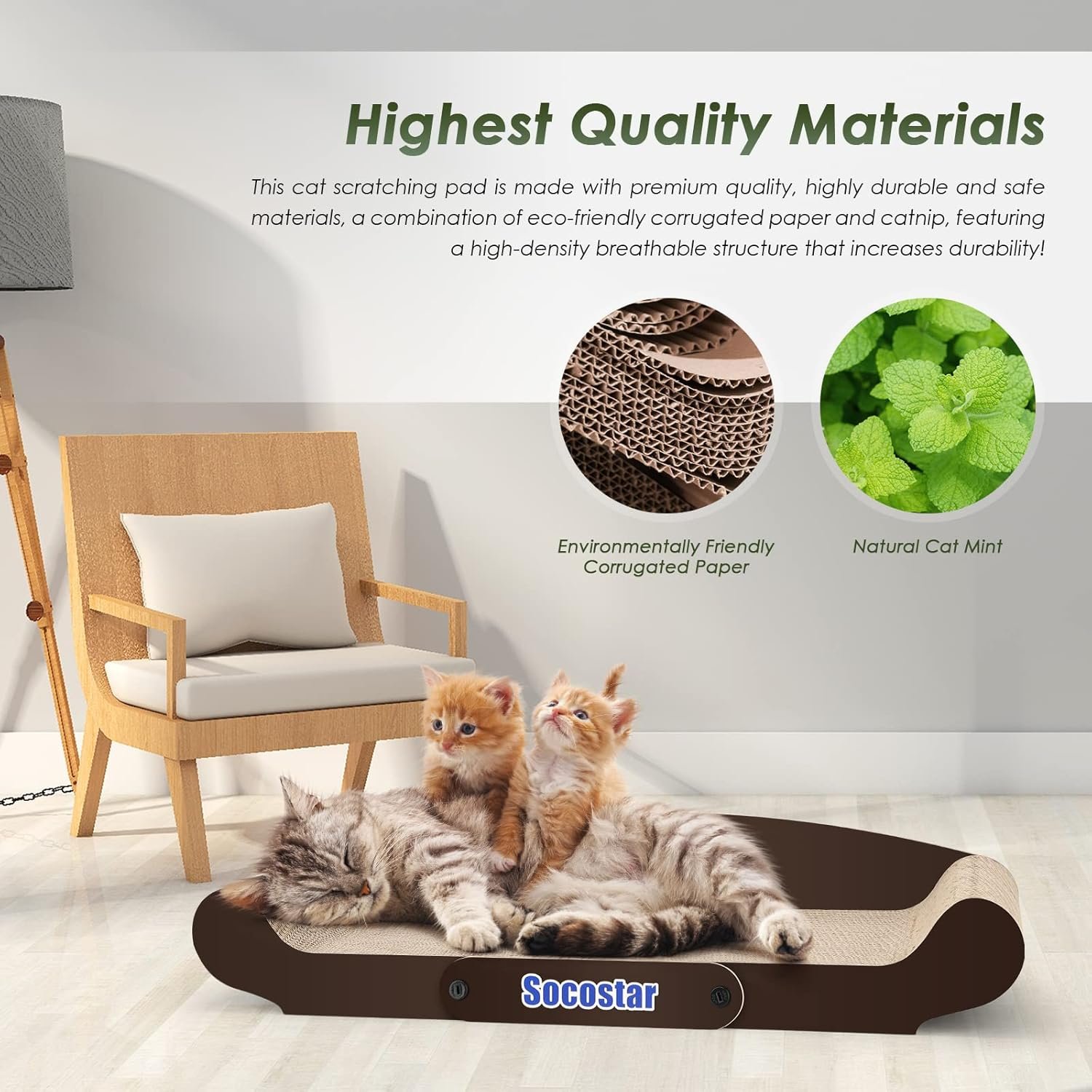 Extra Large Cat Scratcher Sofa Bed 27.6 x 11 Inches- Cat Scrathing Cardboard,100% Recycled Paper Cat Scratchers for Indoor Cats - Cat Scratcher Lounge, Cat Scratch Pad - Cardboard Cat Bed Couch - Image 5