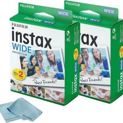 Fujifilm Instax Wide Instant Films for Fuji Instax Wide (40 Exposures) + BluebirdSales Microfiber Cleaning Cloth