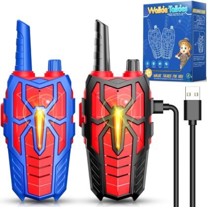 Rechargeable Walkie Talkies for Kids : Christmas Toys Gifts for Boys Ages 3 4 5 6 7 8 9 10 Kids Walkie Talkies 2 Pack Outdoor Hiking Toy for 5-7 Year Old Boy Birthday Gift for Boys Stocking Stuffers