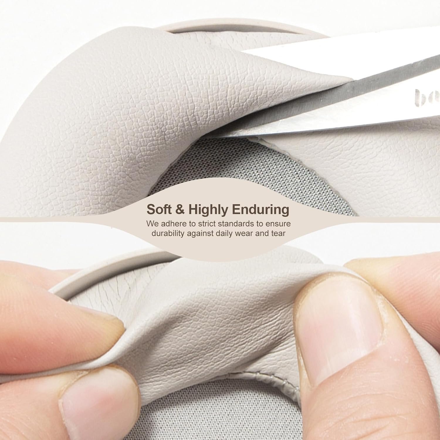 Aurivor Replacement Ear-Pads Cushions for Sony WH-1000XM5 Noise Canceling Headphones, Premium XM5 Ear Covers with Soft Protein Leather, Optimized Memory Foam (Silver) - Image 4