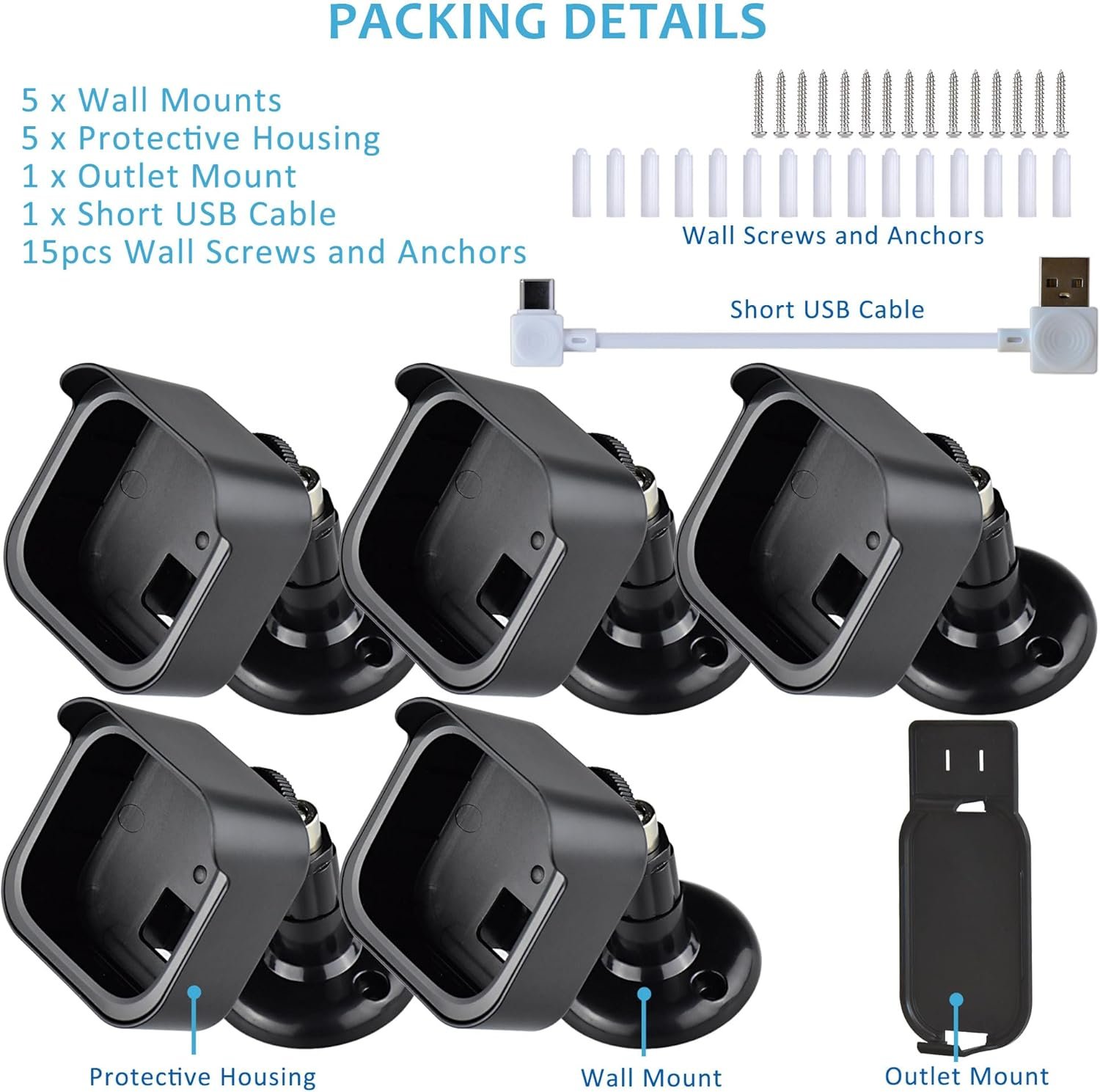 5PACK Blink Outdoor Camera Mount Bracket with Sync Module 2 Outlet Mount for Blink Outdoor 4th/3rd Camera (Blink Camera Not Include) - Image 7