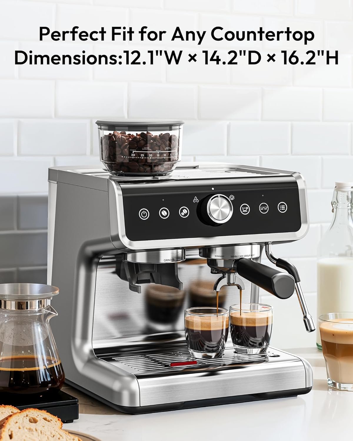 EUHOMY Espresso Machine with Grinder, 20 Bar Professional Espresso Coffee Maker for Home, with Milk Frother for Latte, Cappuccino & Barista-Style - Image 8
