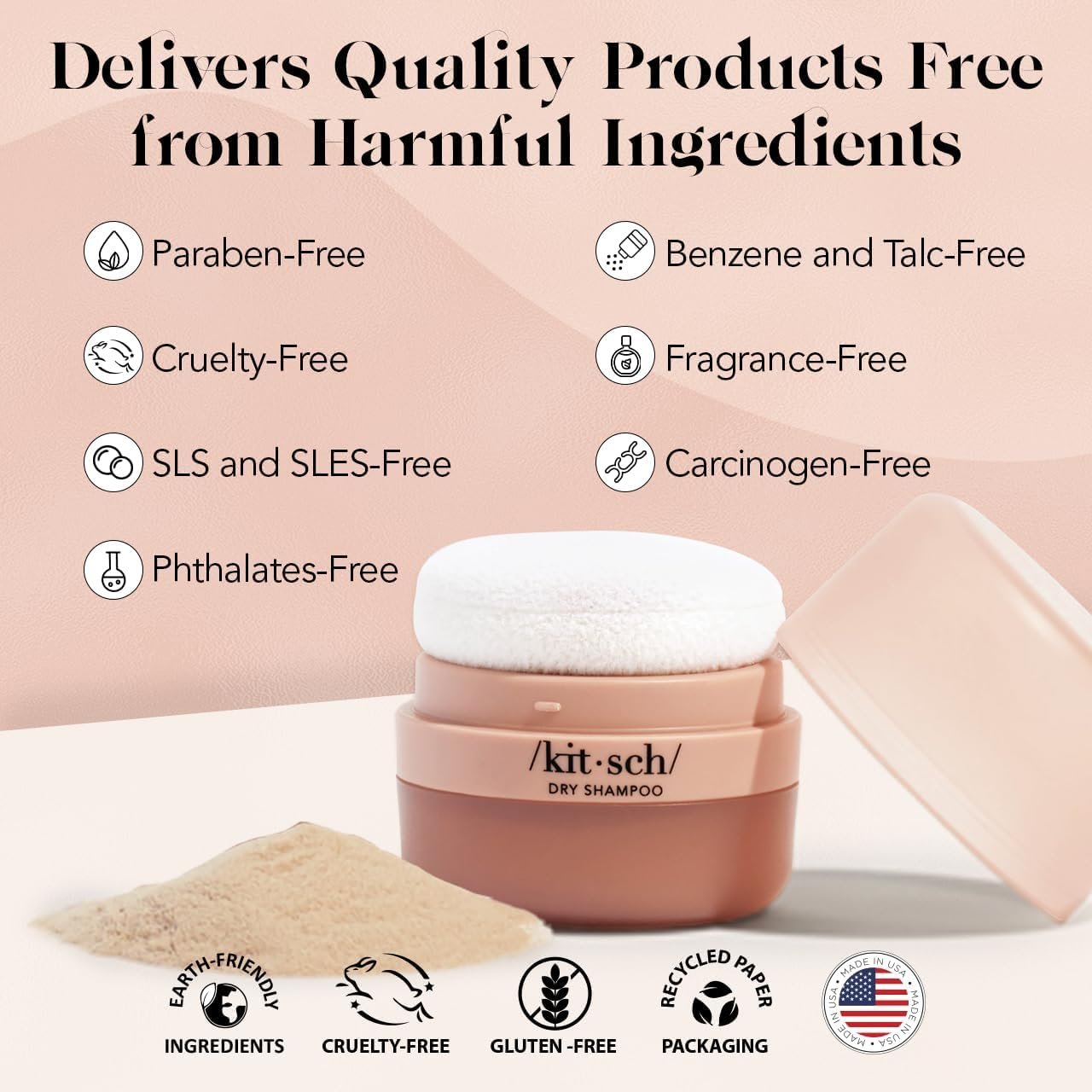 Kitsch Dry Shampoo Powder with Rice Protein for Women & Men - Unscented, Volumizing, No White Cast,Organic, Paraben Free, Non Aerosol for Oily and Light Hair, Travel Size | Ideal Gifts for Women - 8g - Image 5