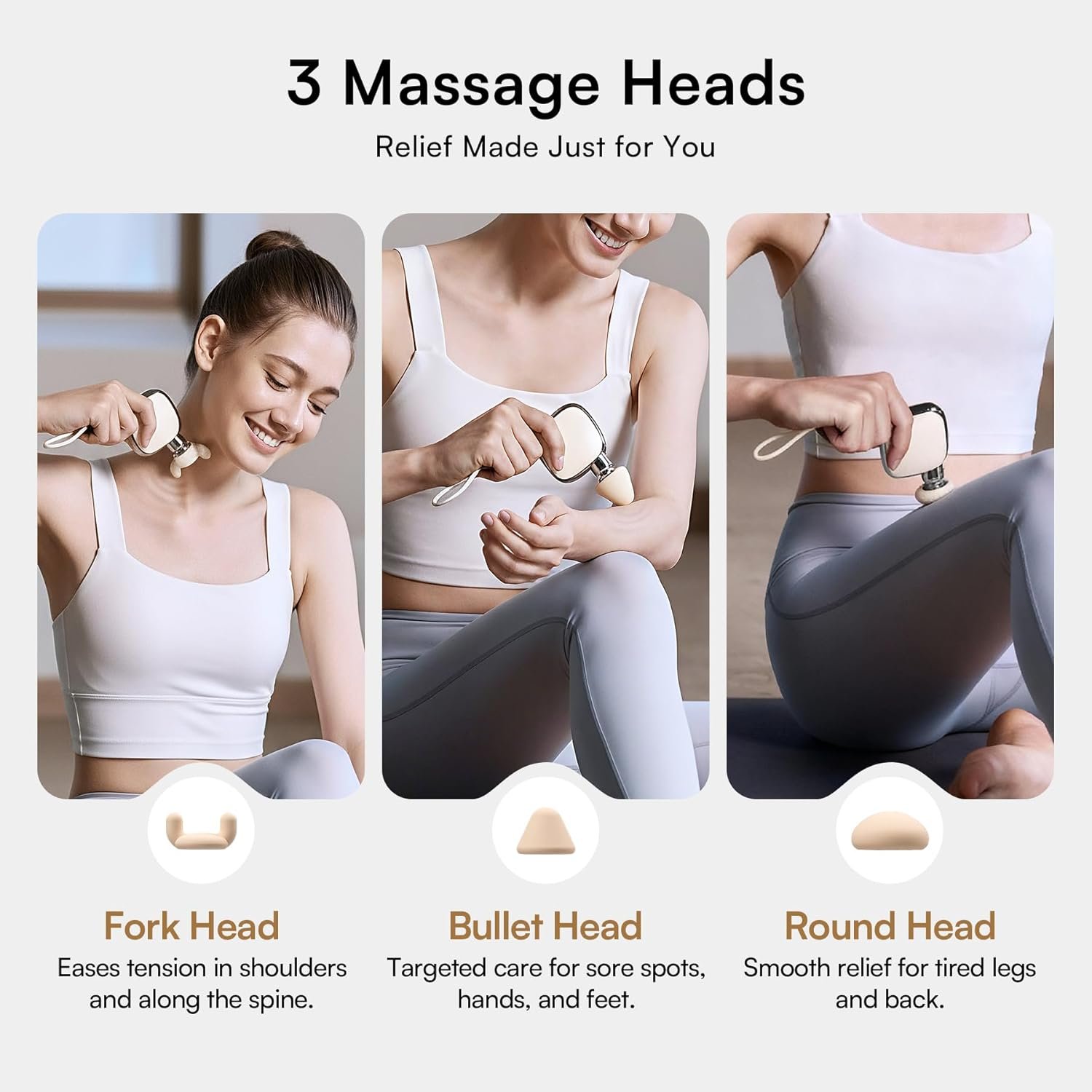 INIA PocketForce Mini Massage Gun - 75% Smaller, High-Power Percussion for Full Body Relief, Portable Deep Tissue Massager Gun with Leather Case & 3 Heads for Travel & Office Use, Gifts for Men Women - Image 5