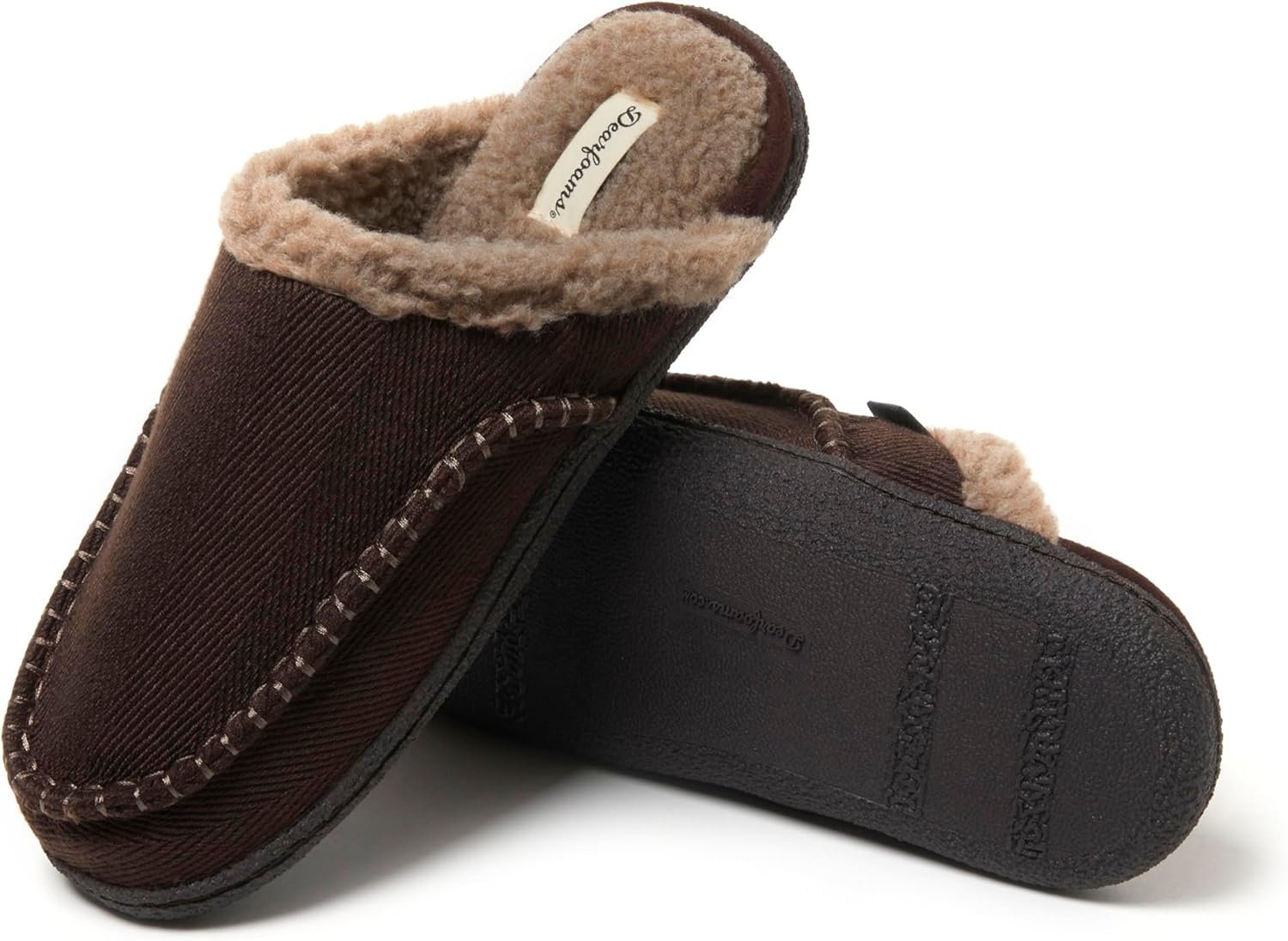 Dearfoams mens Matthew Moc Toe Scuff Indoor Outdoor House Shoe - Image 5