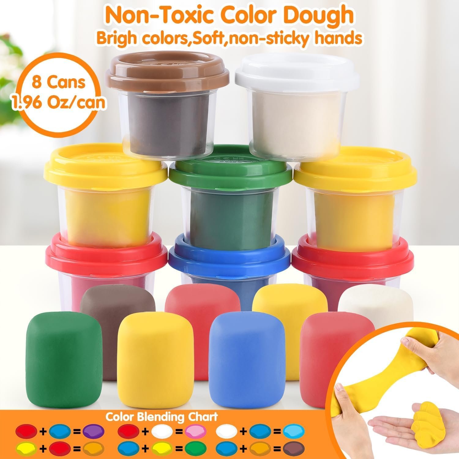 2 in 1 Color Dough Sets for Kids Ages 2-4-8, Kitchen Creations Ice Cream Pizza Maker Machine, Art Crafts Play Food Toys for 3 Year Old Girls Boys and Up, 8 Cans of Modeling Compound Dough,2 oz Cans - Image 4