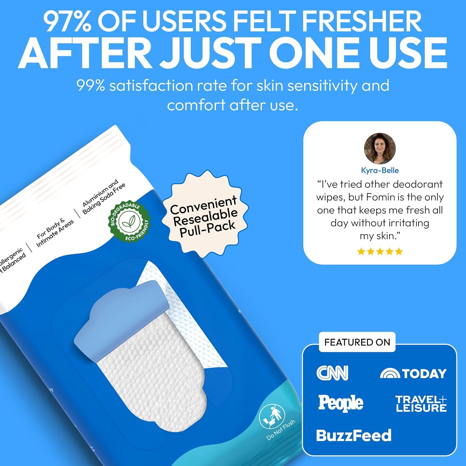 FOMIN Acidified Deodorant Wipes For Women - 45 Count - Variety Pack – Hypoallergenic, pH Balanced Whole Body Wipes - Plastic-Free, Exfoliating & Advanced Odor Control Underarm Body Wipe - Image 3