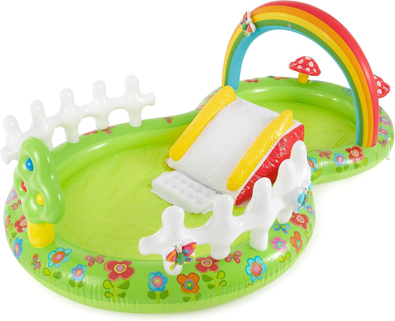 INTEX Garden Inflatable Kiddie Pool: Inflatable Kids Pool with Water Sprayer and Slide – Splash Pad – 114" x 71" x 41" – Ages 3+