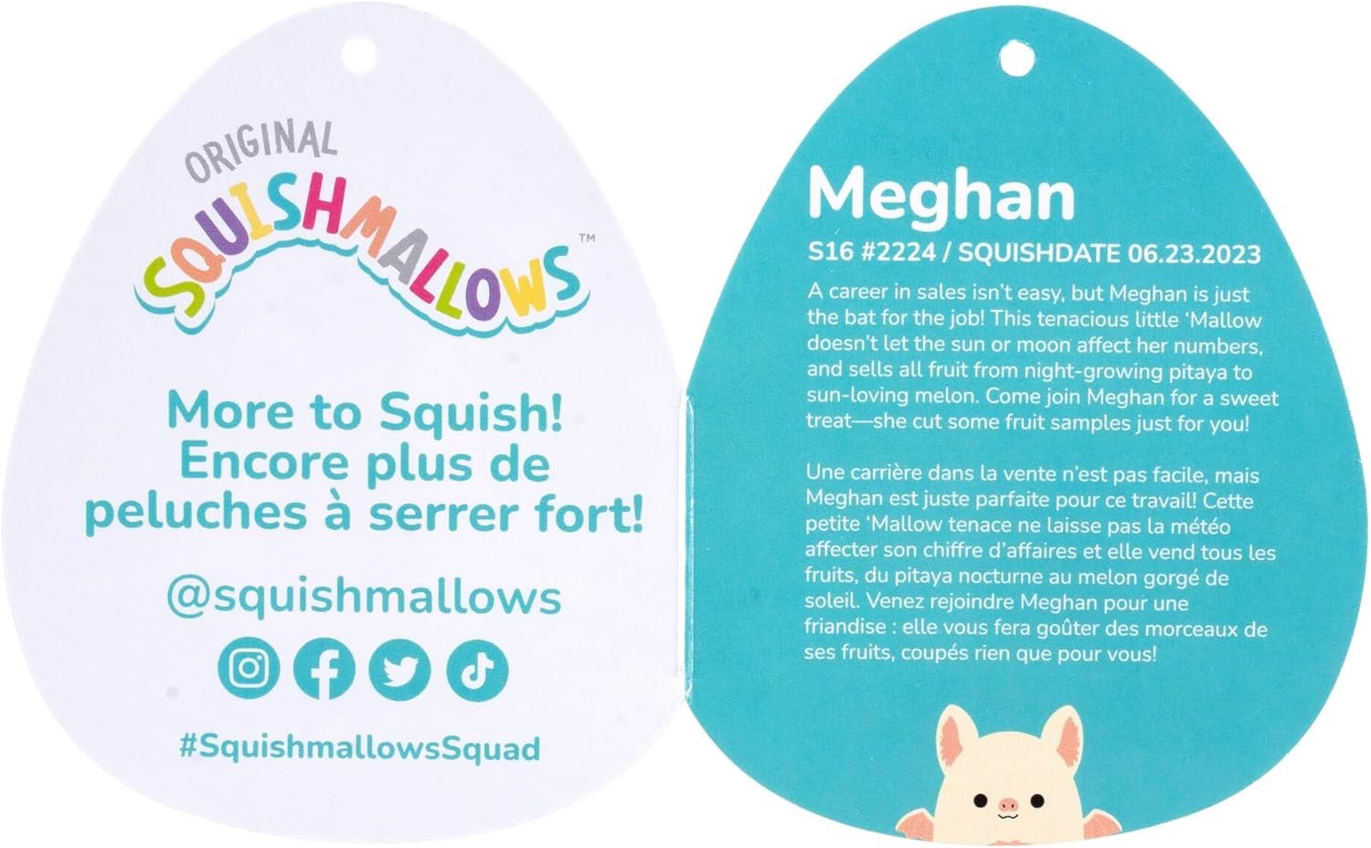 Squishmallows Original 16-Inch Meghan Cream Fruit Bat with Fuzzy Peach Belly - Official Jazwares Large Plush - Image 6