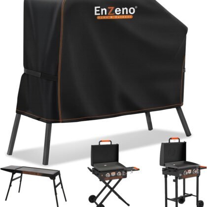 Enzeno Grill Cover for Blackstone 22 inch Griddle with Hood and Stand,Barbeque Griddle Cover Waterproof,BBQ Gas Grill Cover with Windproof Straps,Griddle Accessories for Blackstone 22 and 17 inch