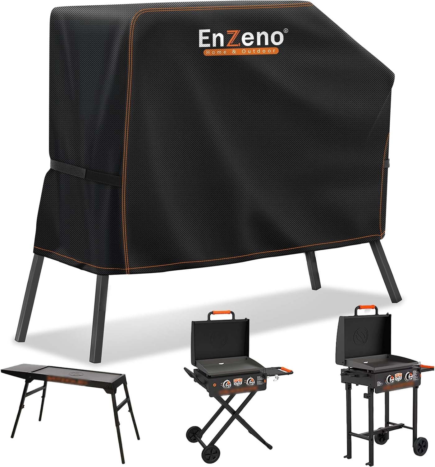 Enzeno Grill Cover for Blackstone 22 inch Griddle with Hood and Stand,Barbeque Griddle Cover Waterproof,BBQ Gas Grill Cover with Windproof Straps,Griddle Accessories for Blackstone 22 and 17 inch