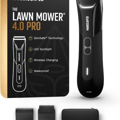 MANSCAPED® The Lawn Mower® 4.0 PRO - Groin & Body Hair Trimmer, Updated SkinSafe® Trimmer Blade, Waterproof Wet/Dry Groomer, USB-C & Wireless Charging Compatible, Men’s Ball Shaver with Travel Lock