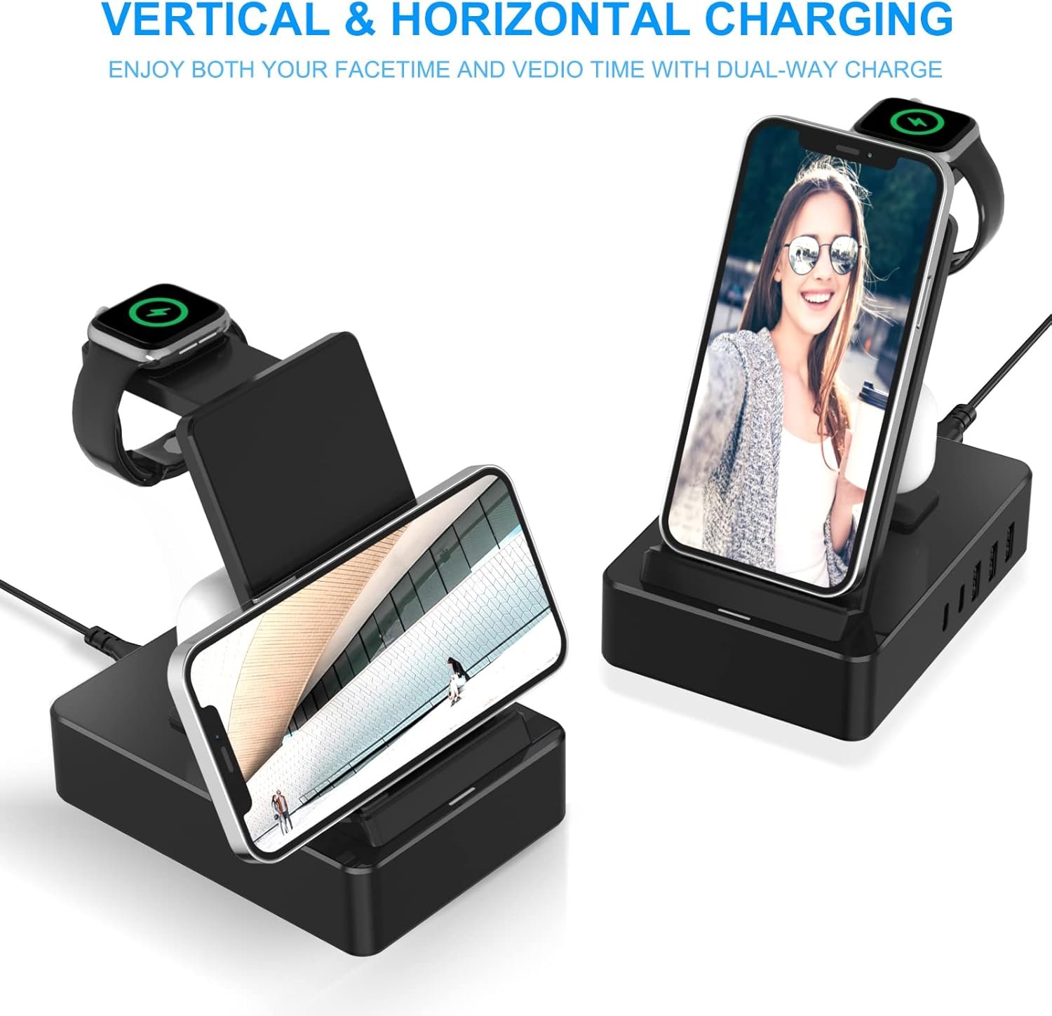 8 in 1 Wireless Charging Station, 100W USB C 2 Ports, Aluminum Alloy Cell Phone Charging Station Compatible with iPhone Series, iWatch, AirPods Pro - Image 5