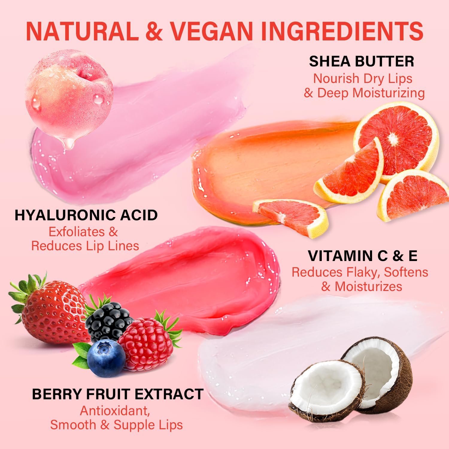 Lip Mask Set 4 Pcs, Overnight Lip Sleeping Mask with Shea Butter, Hyaluronic Acid & Vitamin C Nourishes Hydrates Dry, Flaky Lips, Moisturizing Lip Repair Balm & Butter, Lip Care Gift for Women - Image 4