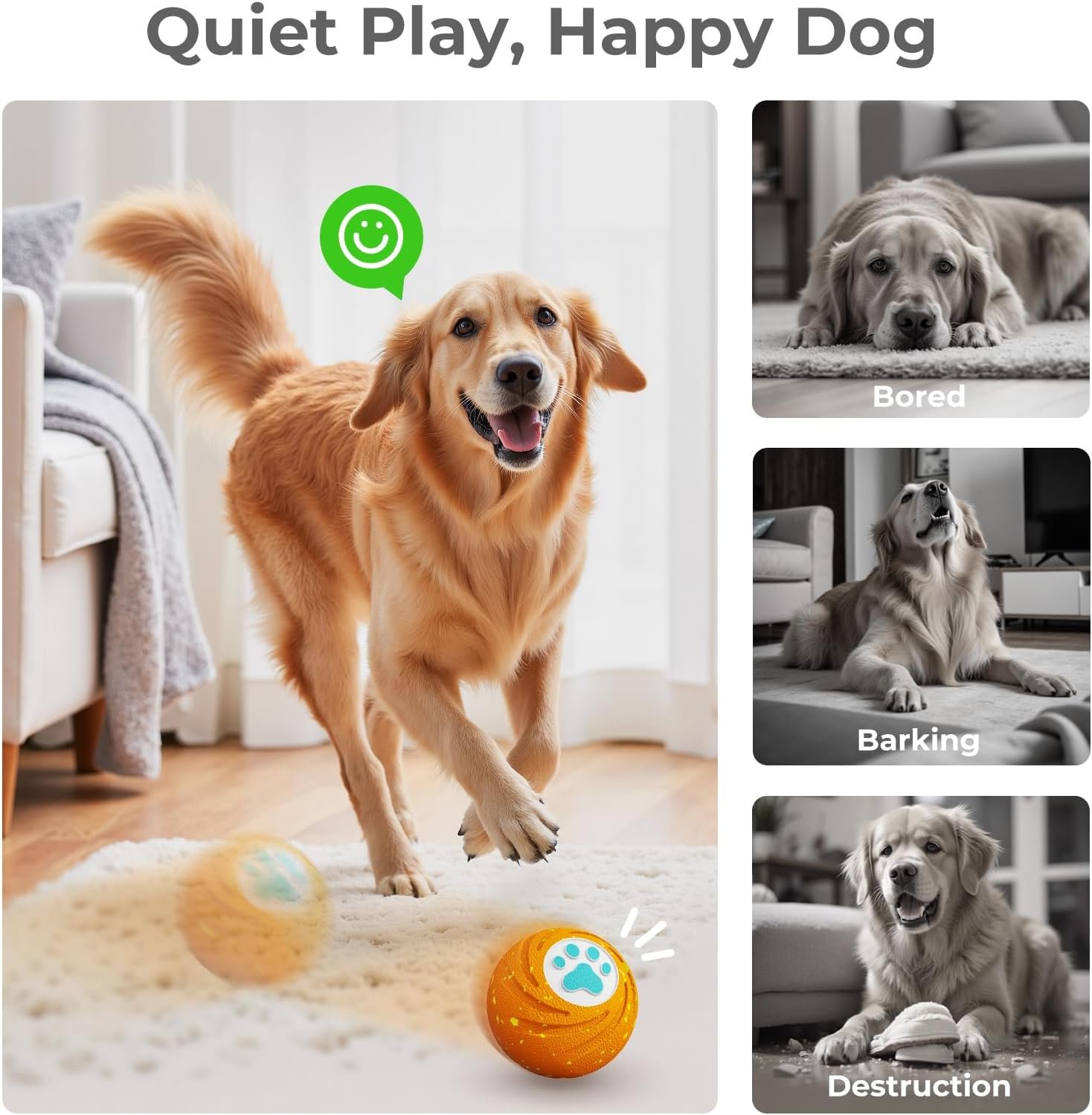 Lovkid Smart Interactive Dog Toy - Dog Ball Toys for Medium Large Dogs to Keep Them Busy, Durable ETPU Material, 3 Play Modes Automatic Moving, Bouncing, IPX7 Waterproof, Indoor & Outdoor (Orange) - Image 3