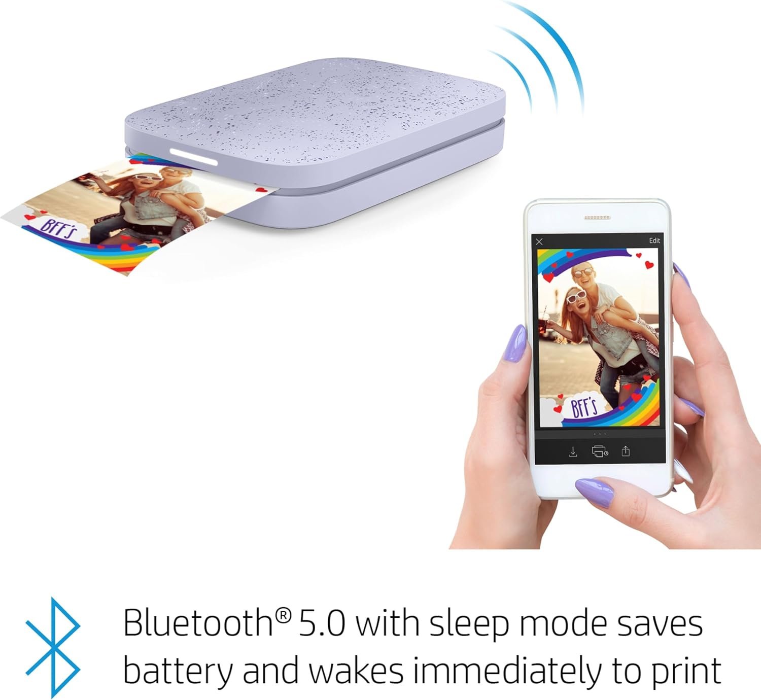 HP Sprocket Portable 2x3 Instant Photo Printer (Lilac) Print Pictures on Zink Sticky-Backed Paper from Your iOS & Android Device. - Image 6