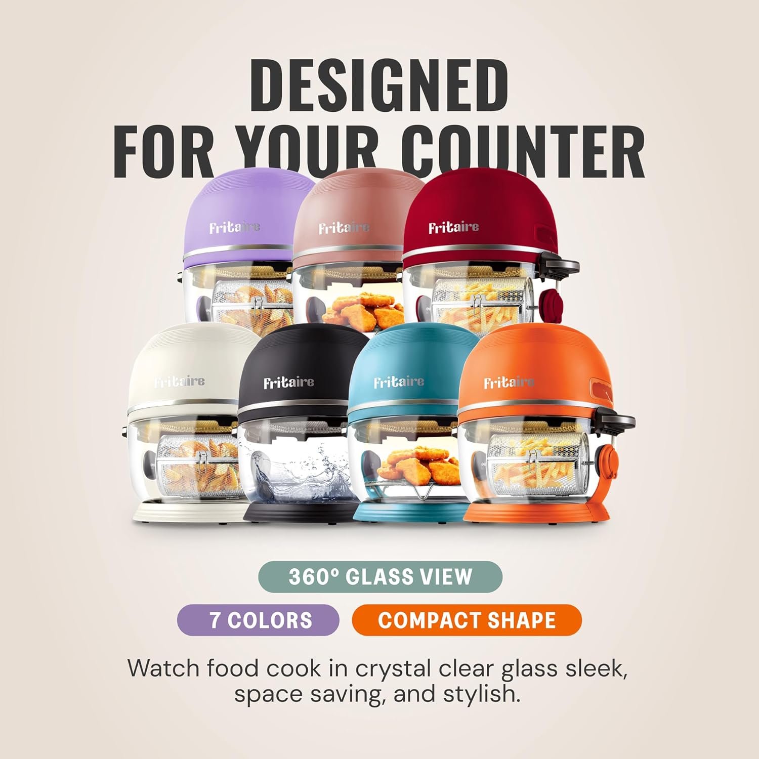 Non Toxic Air Fryer™ - Glass AirFryer 5 Quart w/ 360 Visibility, Self-Cleaning, 400F Vortex Air Fryer for Even Cooking, BPA-Free Teflon Free, 9-in-1 Functions, Rotisserie, Roast, Bake, Mauve Rose - Image 7