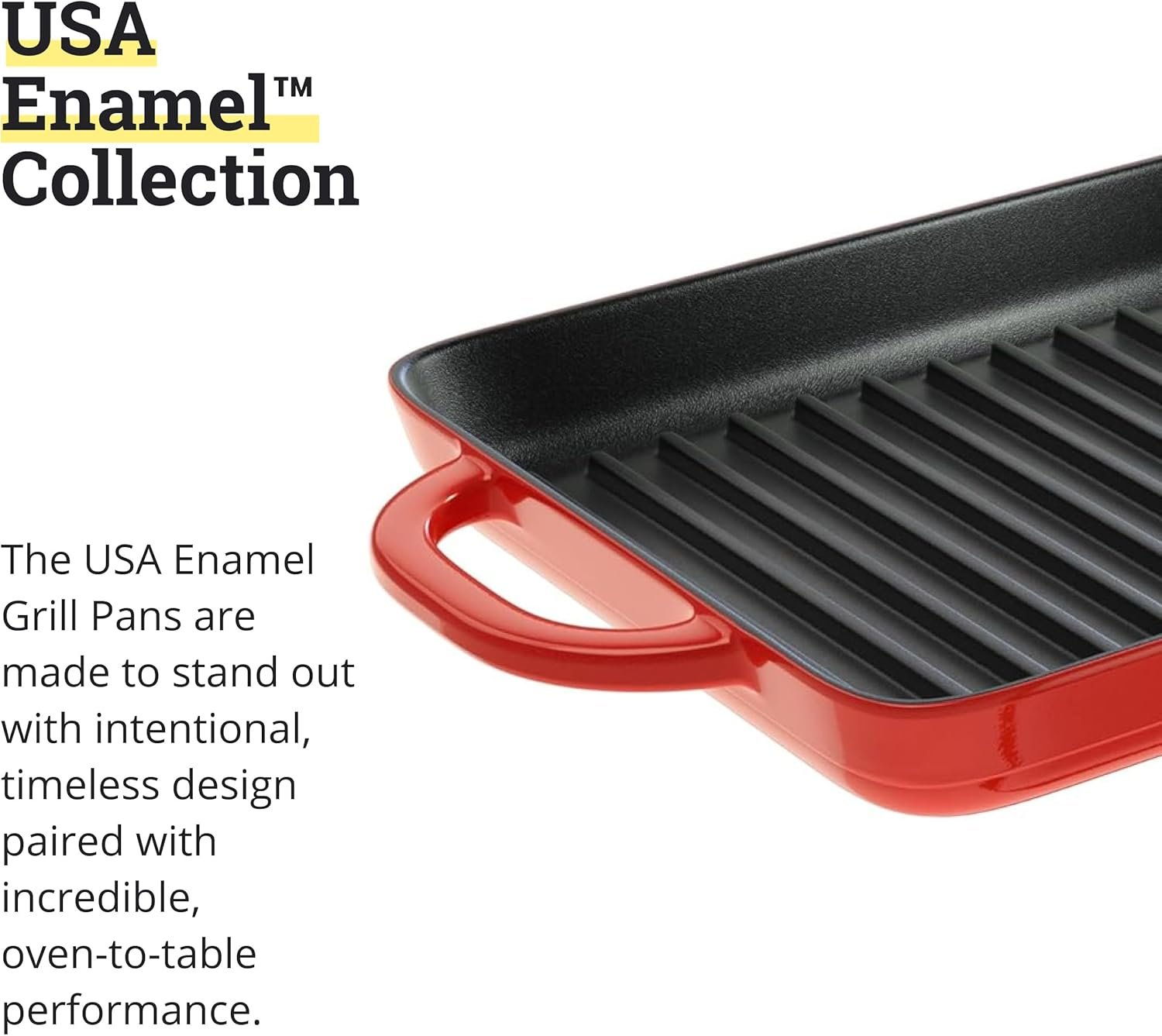 Lodge 12.5 x 8 Inch Enamel Cast Iron Grill Pan - Dual Assist Handles - Use in the Oven, on the Stove, on the Grill, or Over a Campfire - Red - Image 5