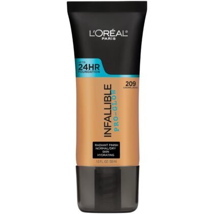 L'Oreal Paris Makeup Infallible Up to 24HR Pro-Glow Foundation, Caramel Beige, 1 fl oz.