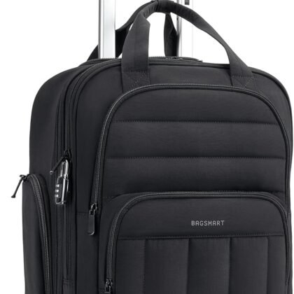 BAGSMART Small Underseat Carry on Luggage with Wheels, 16-inch Under Seat Luggage, Lightweight Travel Luggage Travel Suitcase for Women, Personal Item Bag, Black