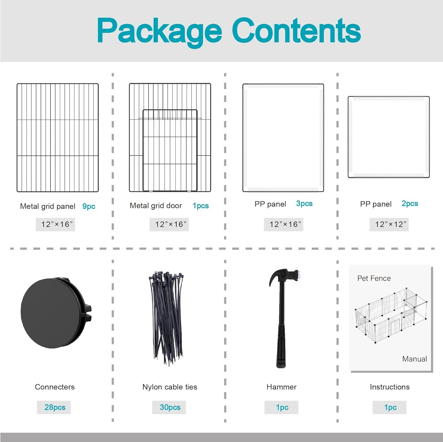 HOMIDEC Pet Playpen,Small Animals Cage DIY Wire Portable Yard Fence with Door for Indoor/Outdoor Use,Puppies,Kitties,Bunny,Turtle 48" x 24" x 16" - Image 8