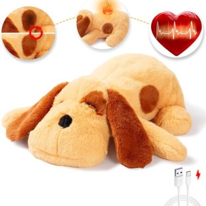 Goopow Heartbeat Puppy Toys for Dogs, [2025 Newly Upgraded] More Lifelike Mom with Upgraded Simulating Breathing/Body Temperature Dog Toys, Dog Anxiety Relief and Calming Aid,USB Rechargeable