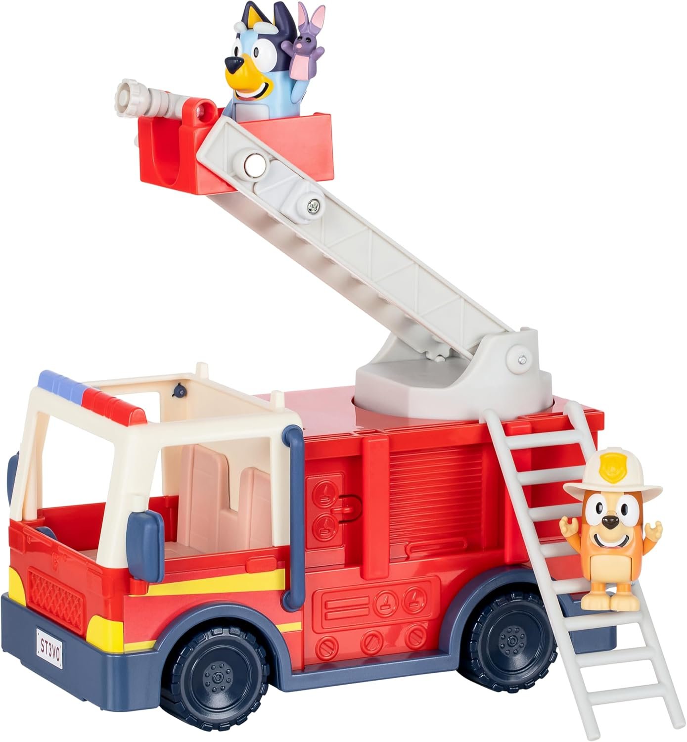 Bluey Firetruck Toy Playset with Firefighter Bingo, Bluey & Bob Bilby, Toddler Fire Truck w/ Spinning Ladder, Water Hoses for Kids Ages 3+ - Image 6